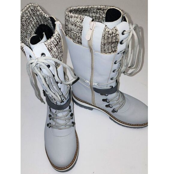 JcBaby Women's Grey Lace-up Calf-High Snow Boots 7.5 - Picture 3 of 10